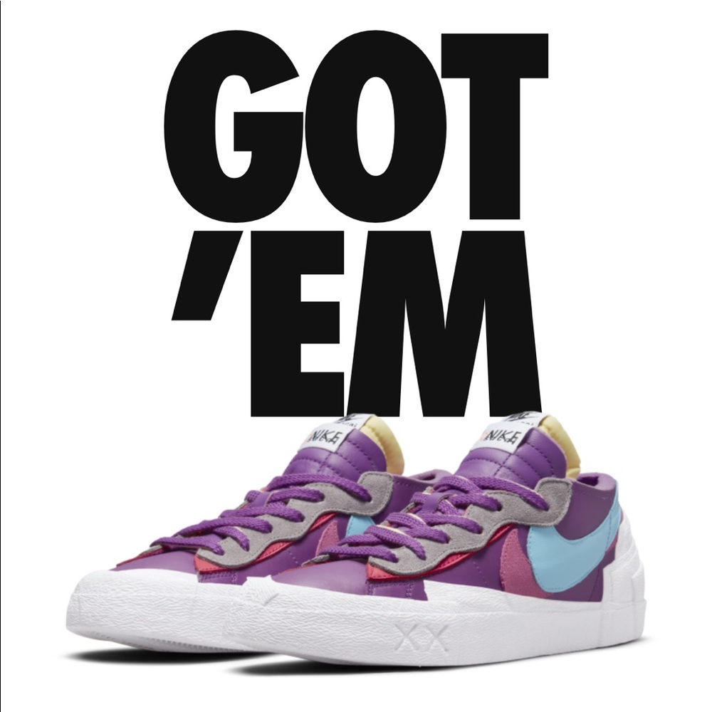 🔥🔥🔥 Like New NIKE SACAI KAWS Blazer Low Purple Dusk Unisex Sneakers 🔥🔥🔥 - Picture 3 of 17
